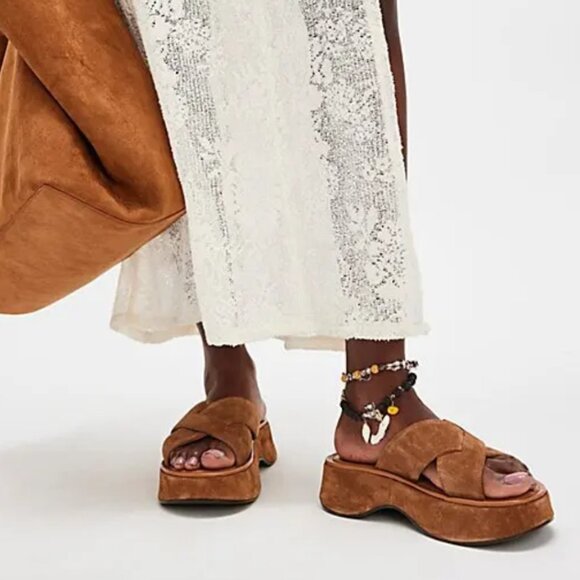 Free People Shoes - NWOT Free People Asbury Flatform Sandals in Cognac Suede